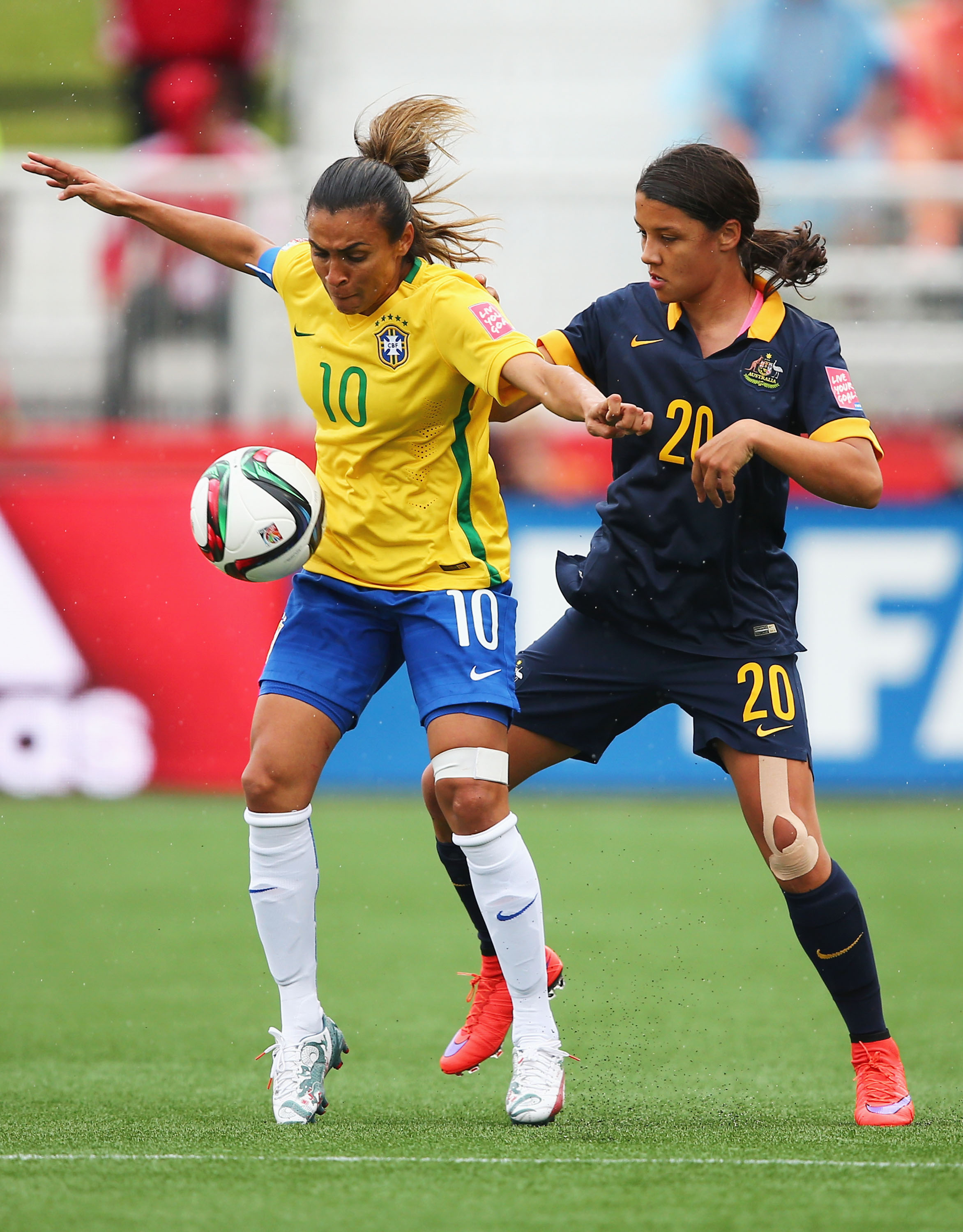 Sam Kerr shuts down Brazil's superstar Marta and was relentless with her run all game.