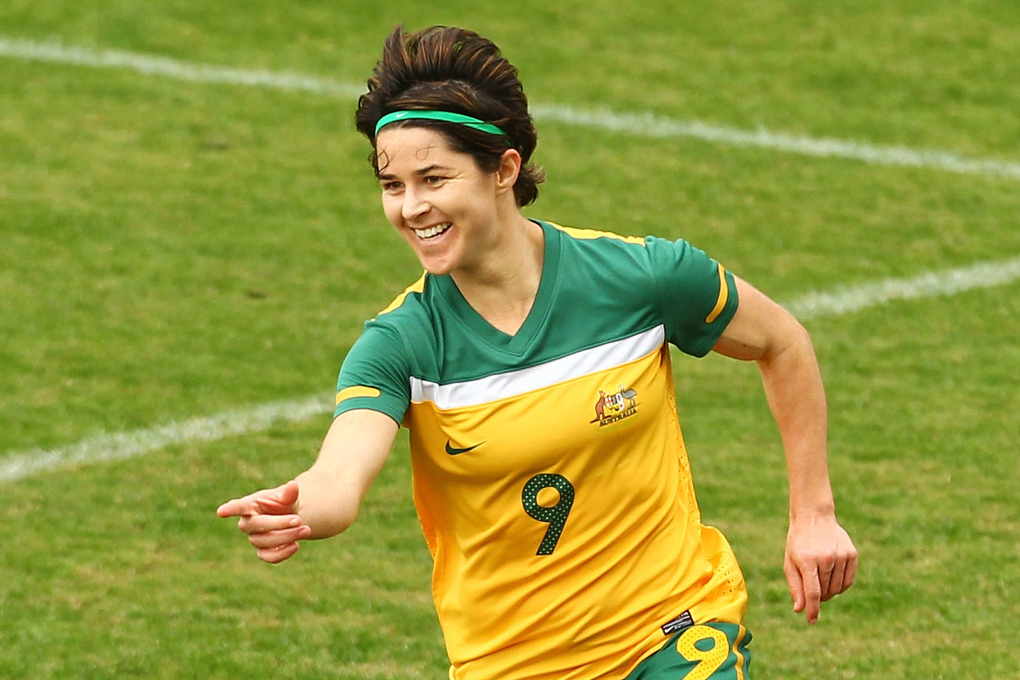 Sarah Walsh celebrating one of her many goals for the Westfield Matildas.