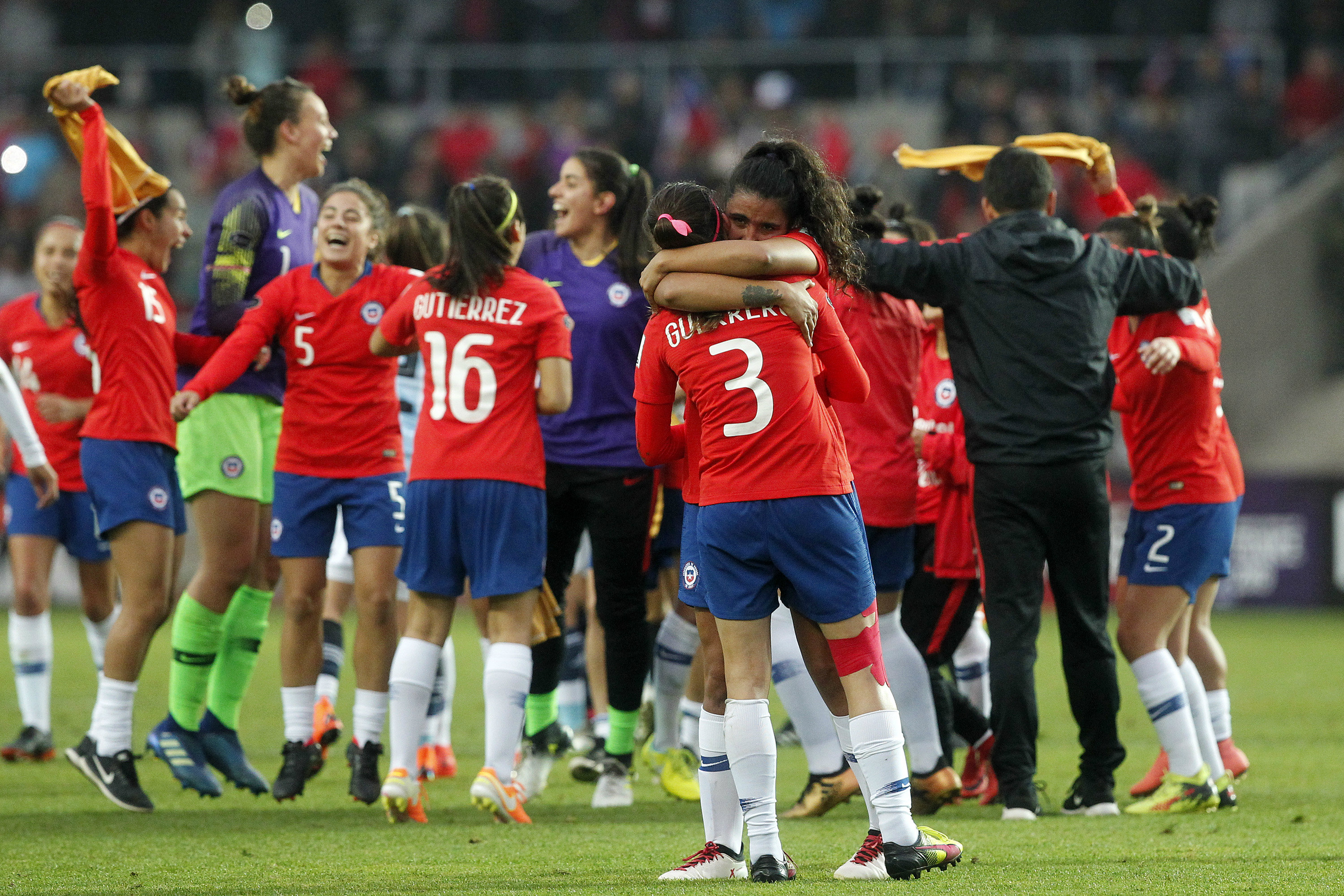 Chile celebrating World Cup qualification