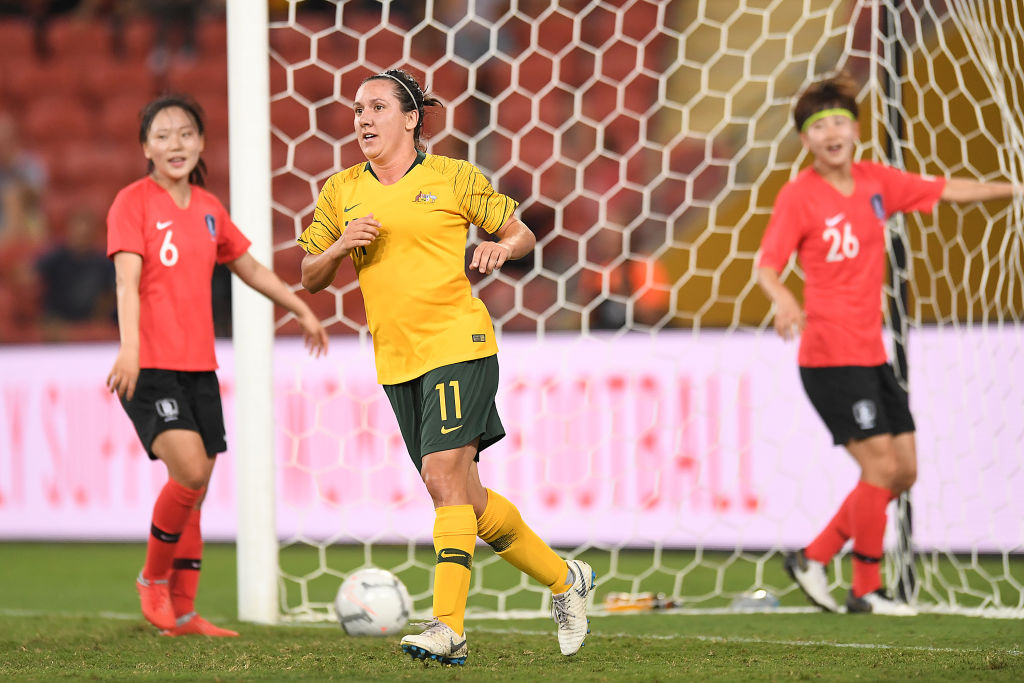Lisa De Vanna scores for Australia against Korea Republic in March 2019
