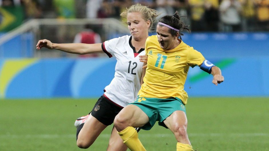 Australia doubled their advantage before the break when captain Lisa De Vanna weaved her way towards goal.
